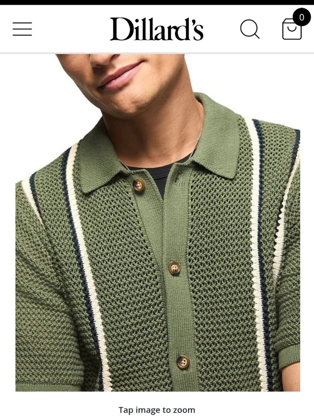 Lucky Brand Short Sleeve Striped Button Front Sweater